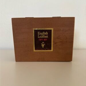 Vintage English Leather Gift Set Wooden Box Made In USA Box Only